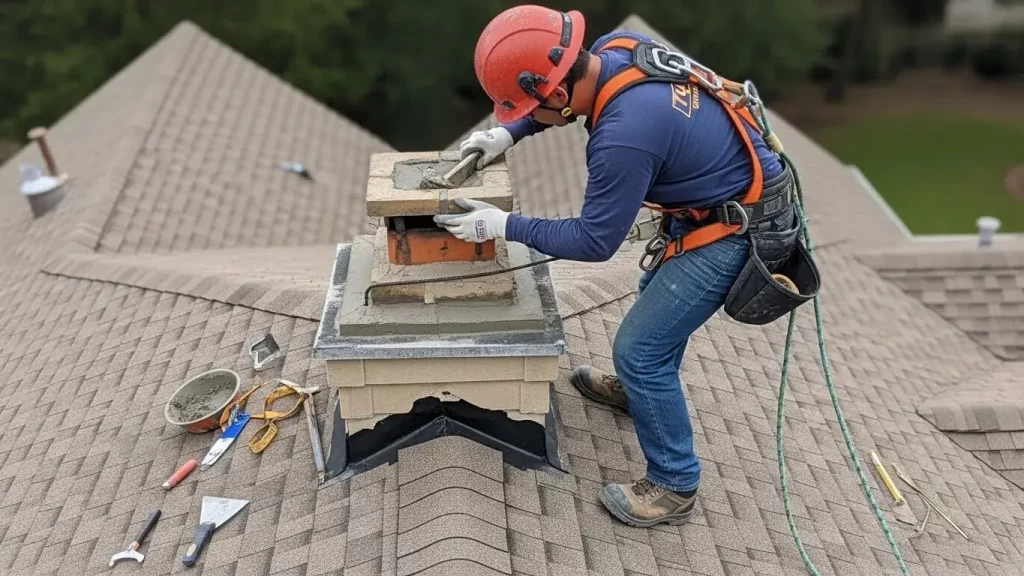 Chimney mortar cap replacement