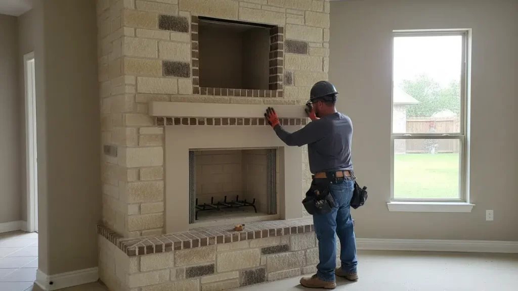 outdoor fireplace installation in houston